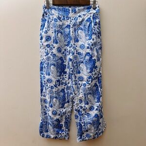 Cynthia Rowley White Pants with Blue Print